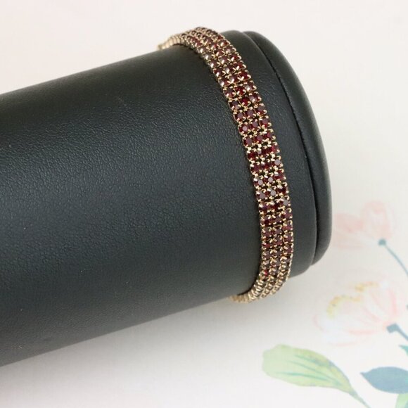 "Elegant Rose Gold Bracelet with Ruby Red Stones, XPBL1021 - Picture 11 of 11